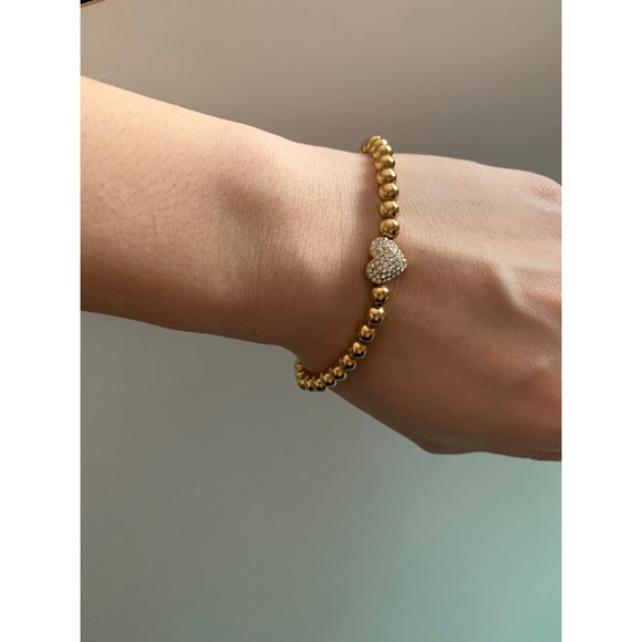 Michael Kors Accessories - Michael Kors Beaded Pavè Heart Bracelet